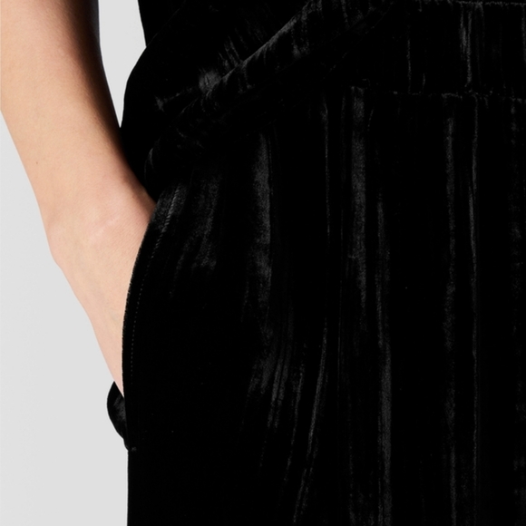 Eileen Fisher Crushed Black Velvet Wide-Leg Pants XL minimalist boho relaxed fit - Picture 4 of 9